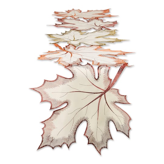 DII® 108" Embroidered Maple Leaves Table Runner